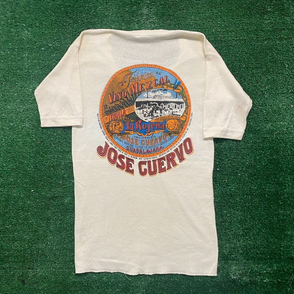Vintage 70s Jose Cuervo Tequila Long Johns Henley T-Shirt Cream Single Stitch